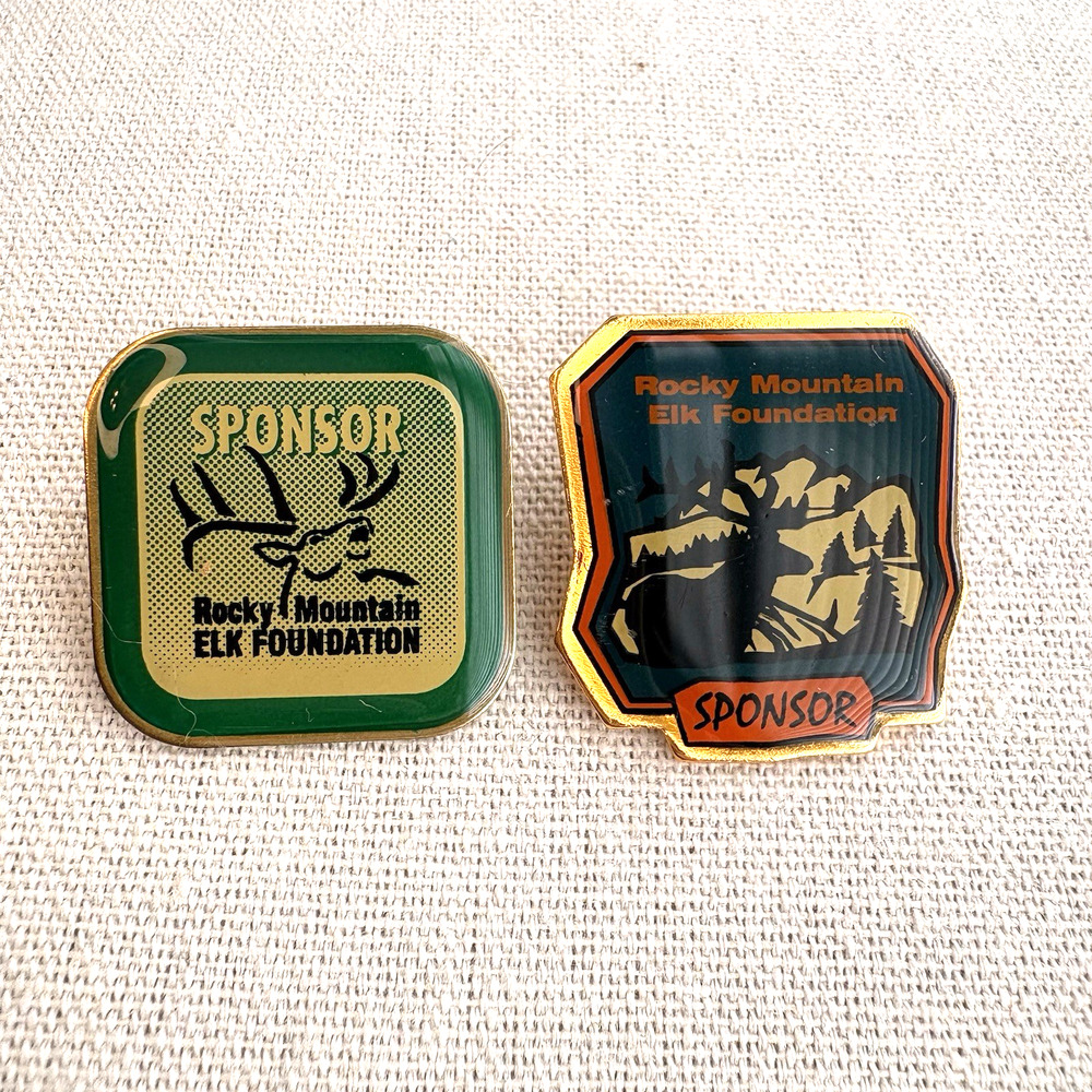 Lot of 2 Rocky Mountain Elk‎ Foundation Sponsor Lapel Pins 1"